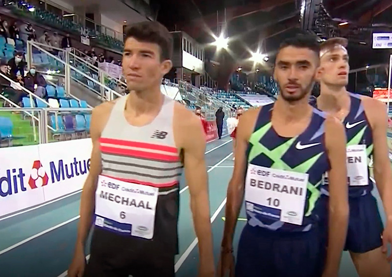 Adel Mechaal, abans de la prova dels 3.000 metres en pista coberta de Liévin. (Foto: RTVE).