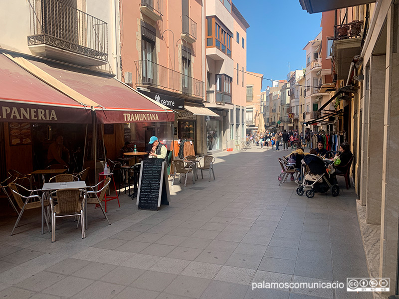 El carrer Major de Palamós, aquest passat diumenge.