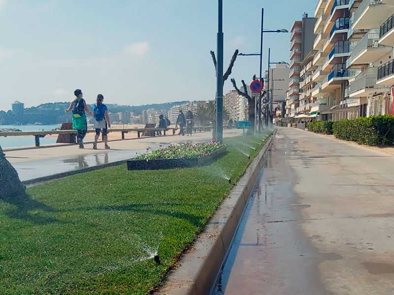 S'ha renovat la major part de la gespa del passeig Josep Mundet. (Foto: Ajuntament de Calonge i Sant Antoni).