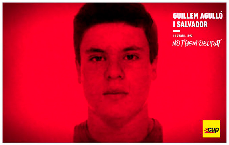 Homenatge a l'activista valencià, Guillem Agulló. (Foto: CUP Països Catalans).