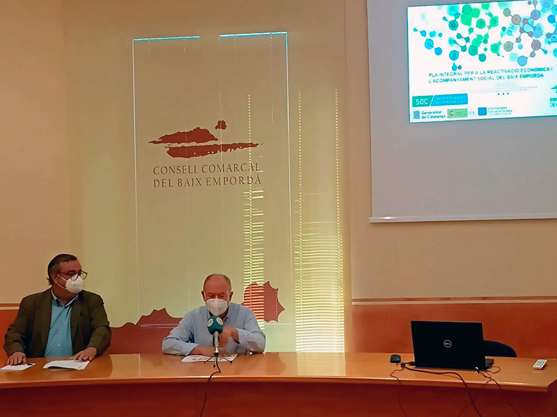 Xavier Dilmé, conseller comarcal de Promoció Econòmica i Joan Loureiro, president del Consell Comarcal del Baix Empordà.