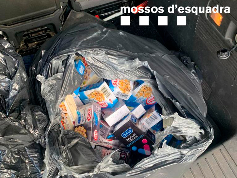 Els articles sostrets estaven valorats en 890 euros. (Foto: Mossos d'Esquadra).