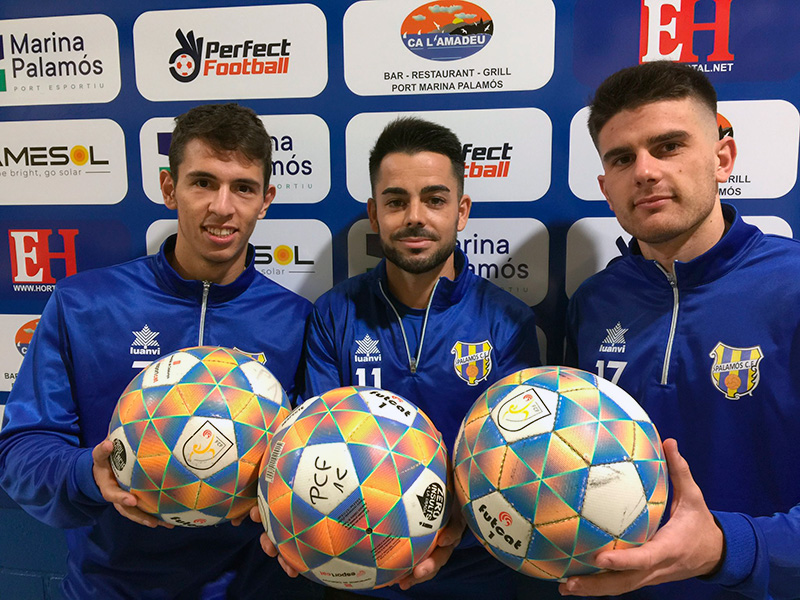 Gerard Mercader, Adri Salas i Jairo Torné, tots ells porten 3 gols en aquest inici de temporada. (Foto: Palamós CF).