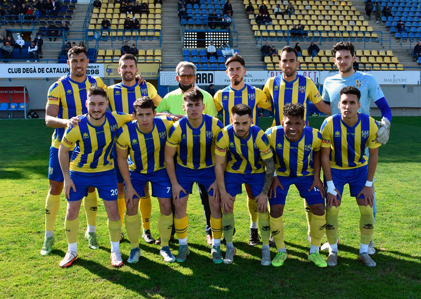 L'onze del Palamós en el darrer partit disputat a casa, enfront Les Franqueses. (Foto: Palamós CF).
