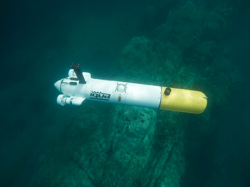El vehicle subaquàtic autònom Sparus II prenent imatges del fons marí. (Foto: UDG).