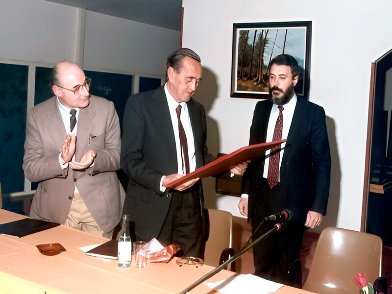 Homenatge a Joan Rovira i Bastons el dia que es va retirar com a mestre, l'any 1985.