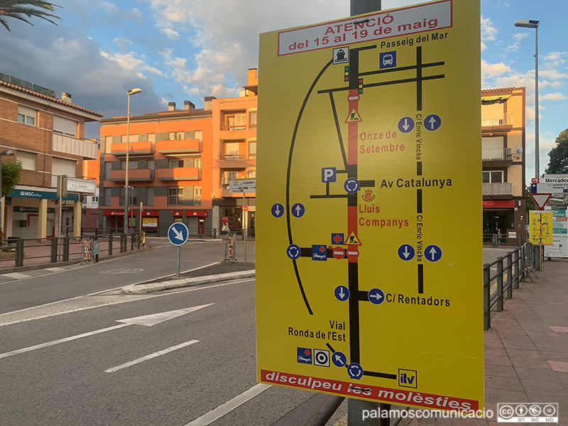 Plànol de les obres que afectaran el centre de Palamós des d'avui i fins divendres.