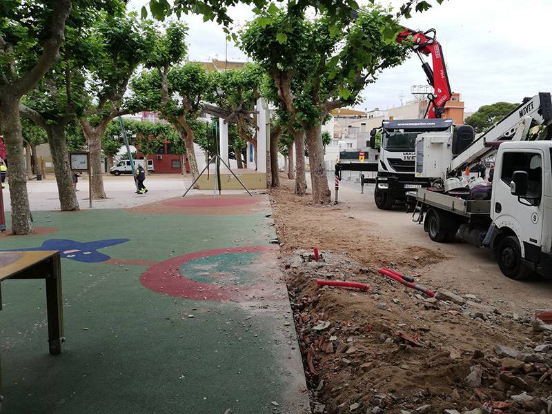 Aquesta setmana han començat les obres de renovació de l'Arbreda. (Foto: Ajuntament de Palamós).