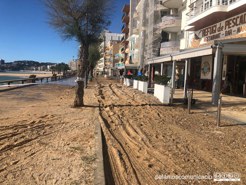 Efectes del temporal al passeig de Sant Antoni.