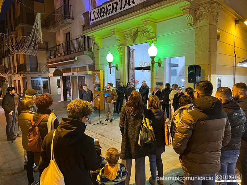 Concentració amb motiu del Dia Internacional de Solidaritat amb el poble palestí, ahir a la tarda.