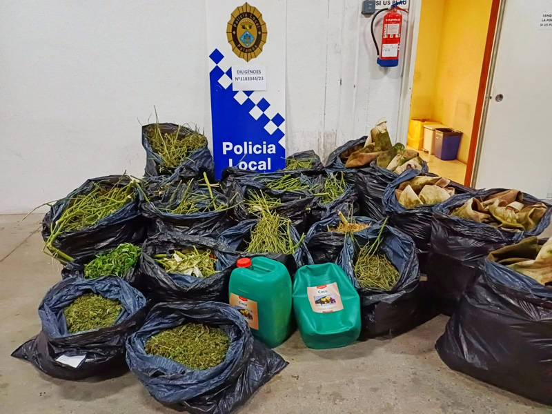 La droga decomissada per la Policia Local. (Foto: Ajuntament de Palamós).