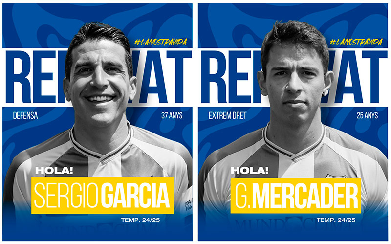 Sergio García i Gerard Mercader, renovats per la propera temporada. (Foto: Palamós CF).