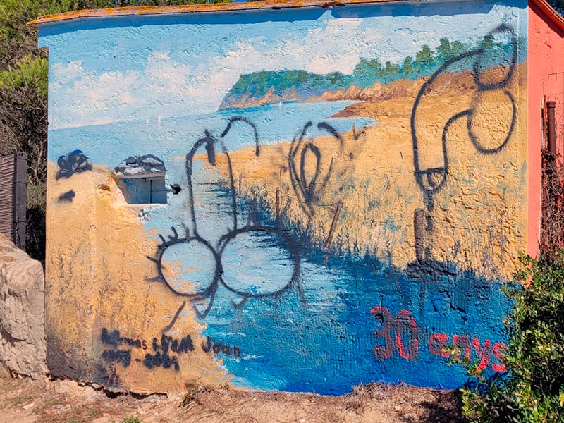 El mural fet pel pintor Martí Colls ha estat vandalitzat. (Foto: Susi Garcia - Salvem Castell).