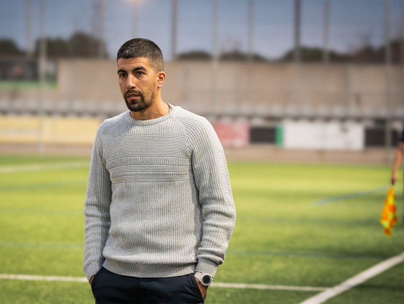 Amós Gasca, durant un partit aquesta temporada. (Foto: Palamós CF).