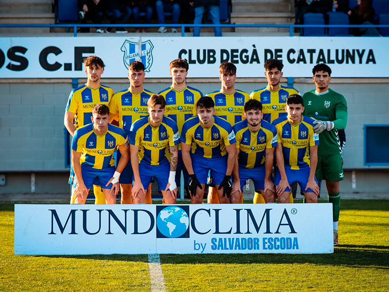 Onze inicial del Palamós en el partit jugat avui davant la UE Figueres. (Foto: Palamós CF - Laura Heras).