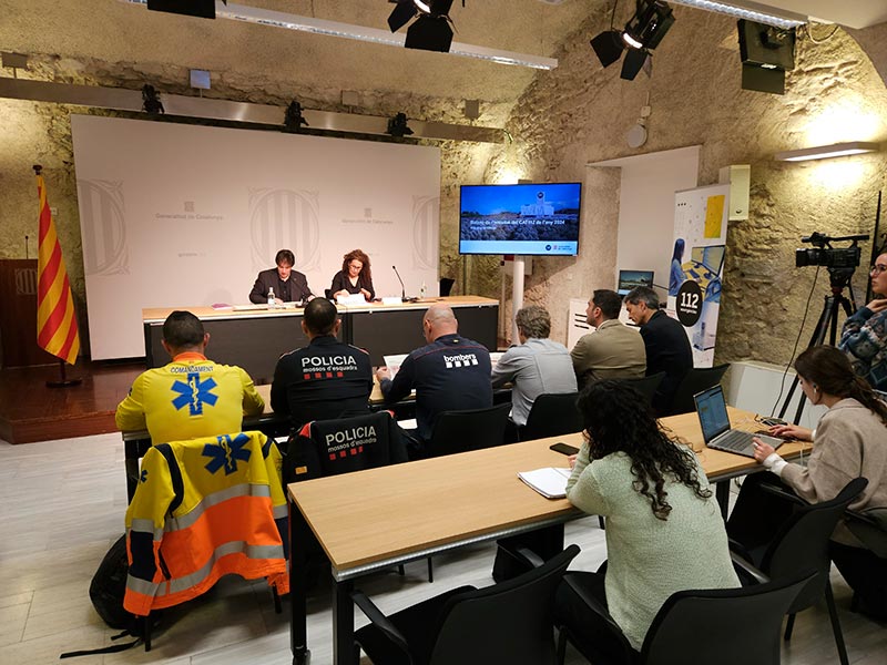 Presentació dades trucades CAT112 a Girona l'any 2024. (Foto: Telèfon d'emergències 112 de Catalunya).