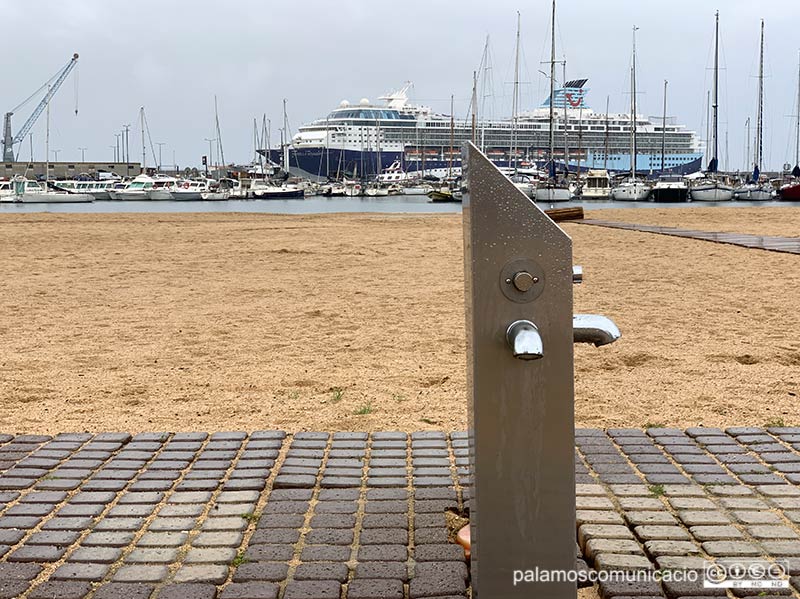 Un dels rentapeus instal·lat a la platja Gran de Palamós, aquest matí.