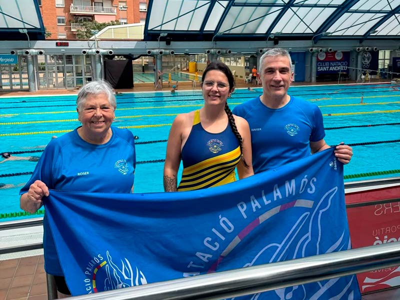 Els nedadors màsters del Club Natació Palamós Roser Castillo, Eva Zamora i Xavier Bastús. (Foto: CN Palamós).
