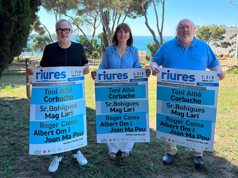 Fel Faixedas, director del 'Riures', Vanessa Peiró, diputada de la Diputació de Girona, i Jordi Soler, alcalde de Calonge i Sant Antoni.