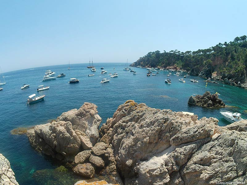 Embarcacions fondejades a l'espai de Castell.- Cap Roig, aquest passat cap de setmana. (Foto: SOS Costa Brava).