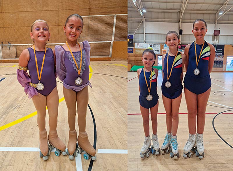 Les patinadores Zoë Nadal, Ivet López, Aina Ferran, Iona Roca i Arlet de Sanromà. (Foto: Patinatge Club Palamós).