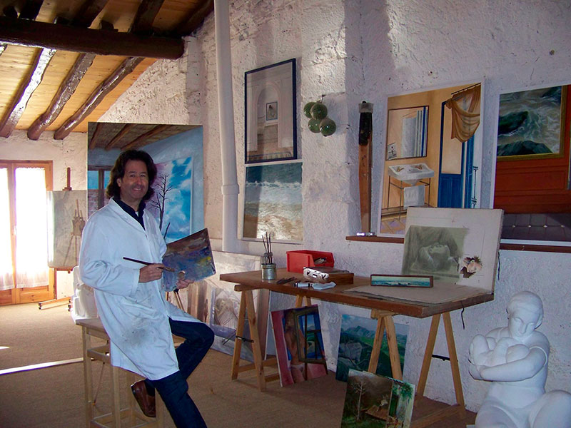 El pintor Ricard Guiu exposa les seves obres al local de la Germandat Arturo Mundet. (Foto: RIcard Guiu).
