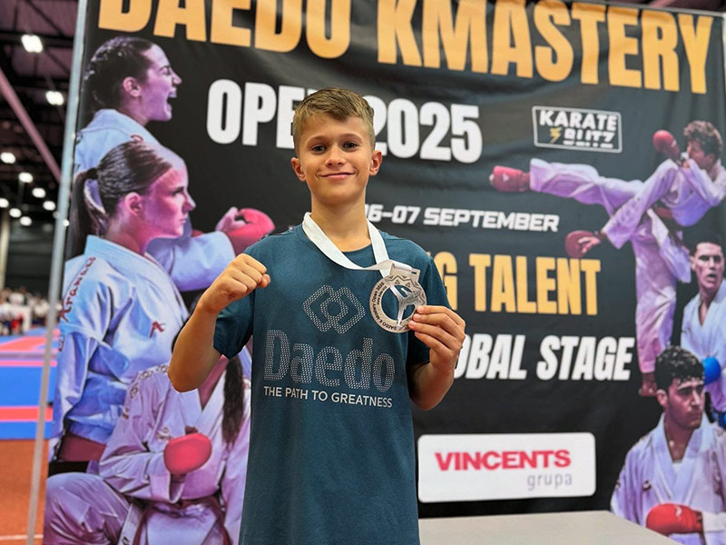 Jon Claret, subcampió d'Europa de karate a l'Open K-Mastery disputat a Riga. (Foto: Ajuntament de Calonge i Sant Antoni).