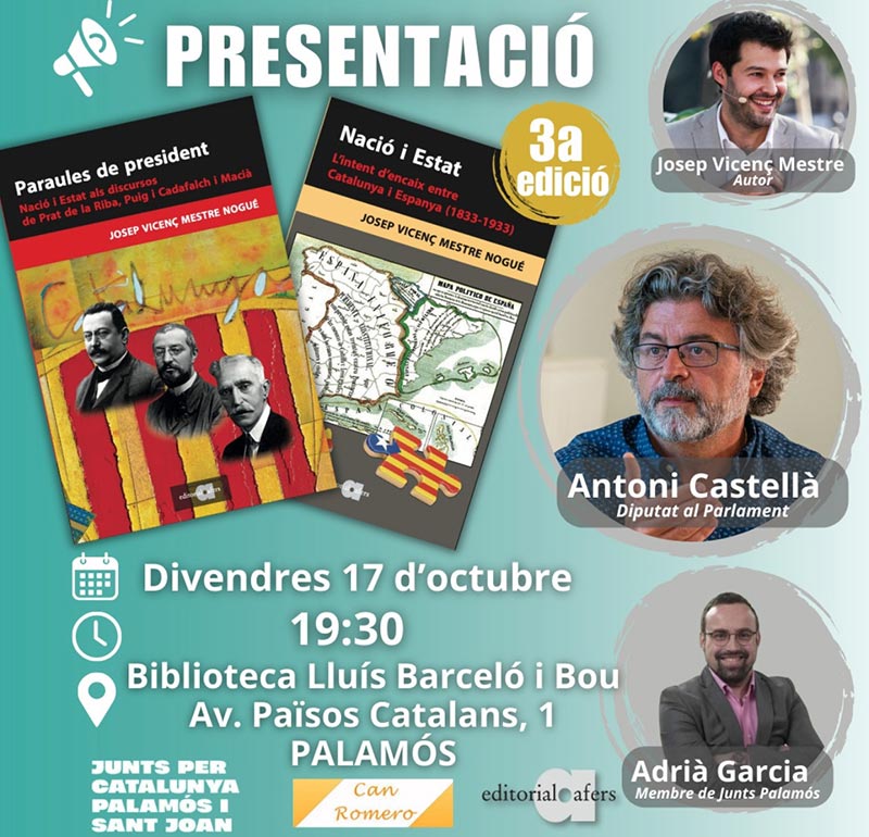 La presentació dels llibres es farà avui a 2/4 de 8 de la tarda a la biblioteca. (Foto: Junts per Catalunya Palamós i Sant Joan).