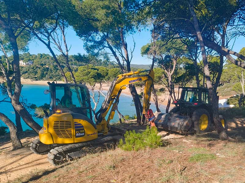 Feines d'arranjament al camí de ronda que connecta la platja de Castell amb el poblat iber. (Foto: Ajuntament de Palamós).