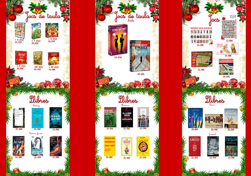 Alguns dels objectes del catàleg de regals en català editat per l'ANC Badia de Palamós. (Font: ANC Badia de Palamós).