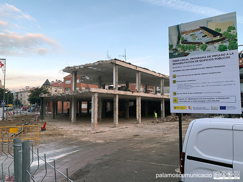 Les obres del Mercat Municipal de Palamós, aquest matí.