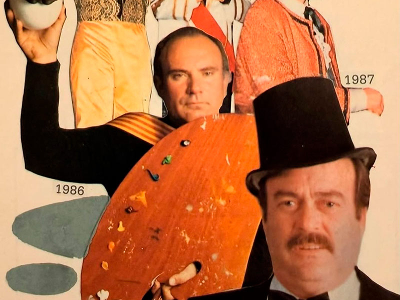 Els excarnestoltes Pere Coll i Salvador Andrés, en una de les preguntes del joc del Carnaval de Palamós.