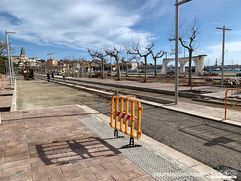 Estat de les obres del passeig del Mar, ahir a primera hora de la tarda.