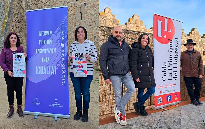 La regidora d'Igualtat de l’Ajuntament de Calonge i Sant Antoni, Elena Montiel, la compositora Monti Galdón i membres de La Principal del Llobregat.