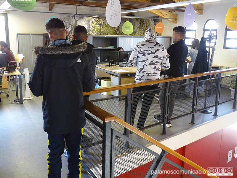 Cua de persones aquest migdia a l'Àrea d'Acció Social per fer els tràmits de la seva regularització.