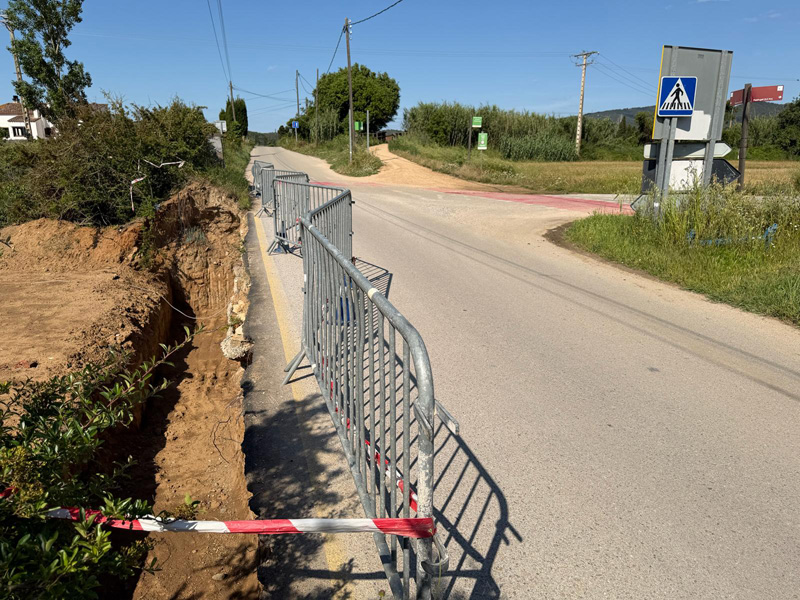 La zona afectada situada a la cruïlla amb el camí Ral. (Foto: Ajuntament de Palamós).