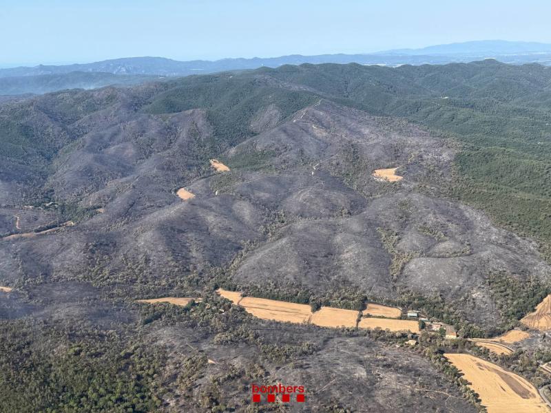 L'incendi de les Gavarres va cremar una superfície d'unes 2.200 hectàrees. (Foto: Bombers de la Generalitat).