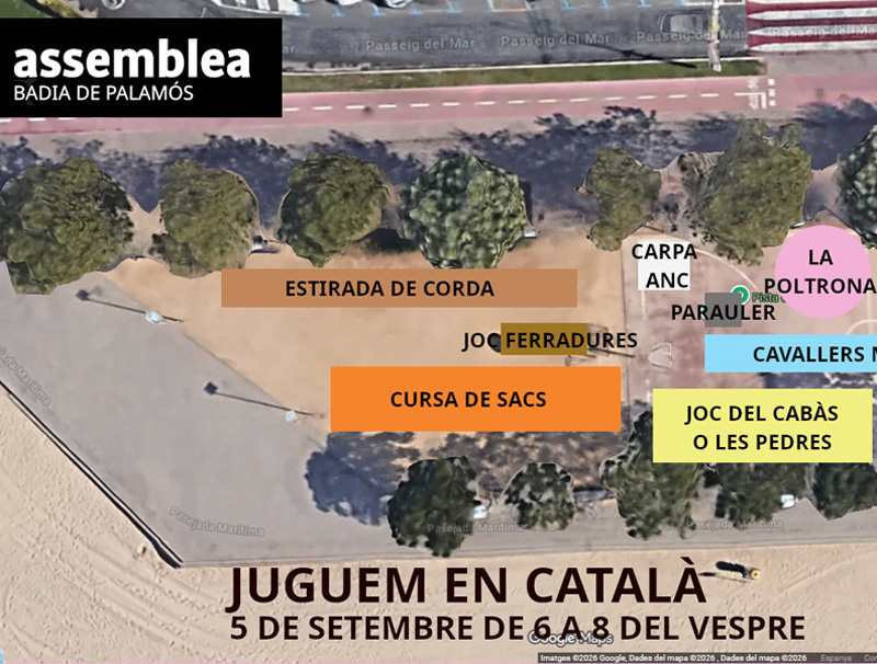 L'ANC Badia de Palamós defensa la llengua amb la festa 'Juguem en català'.
