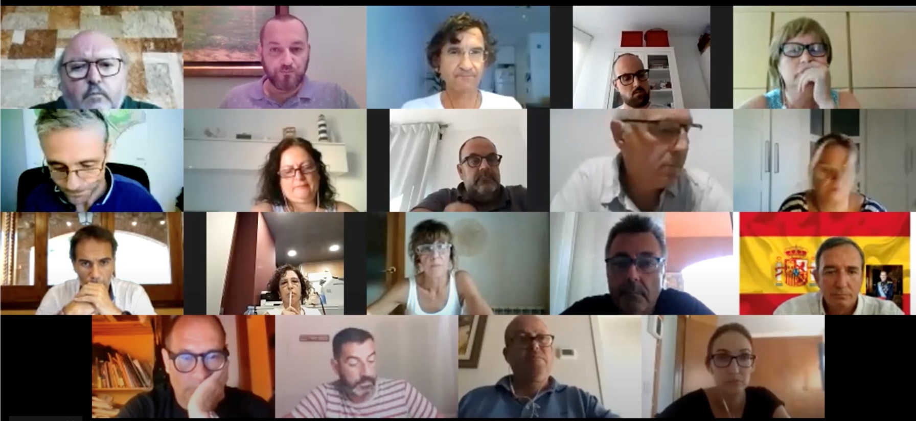 Captura de pantalla del Ple virtual de l'Ajuntament calongí.