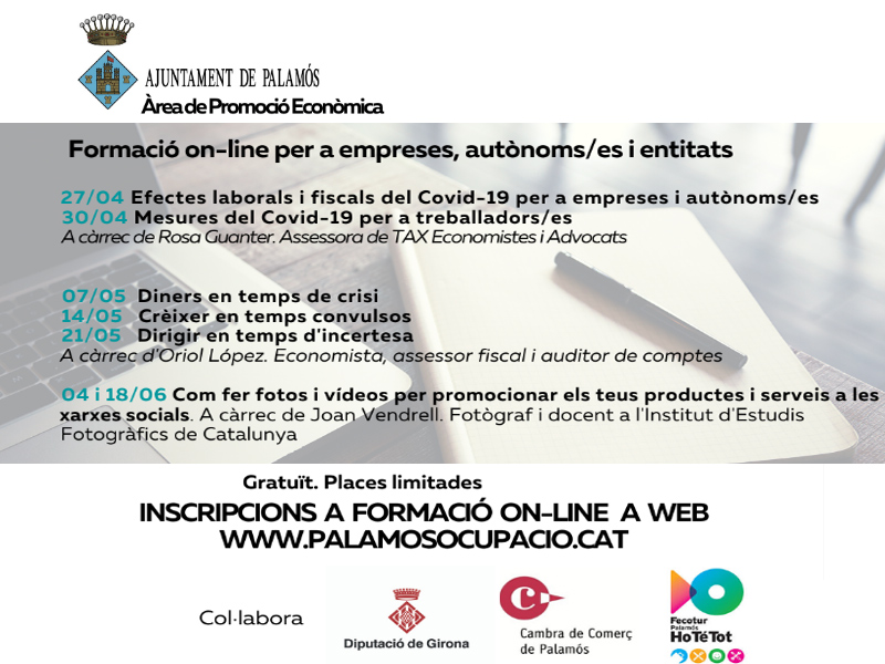 El programa per a empreses i autònoms que proposa l'Ajuntament de Palamós.
