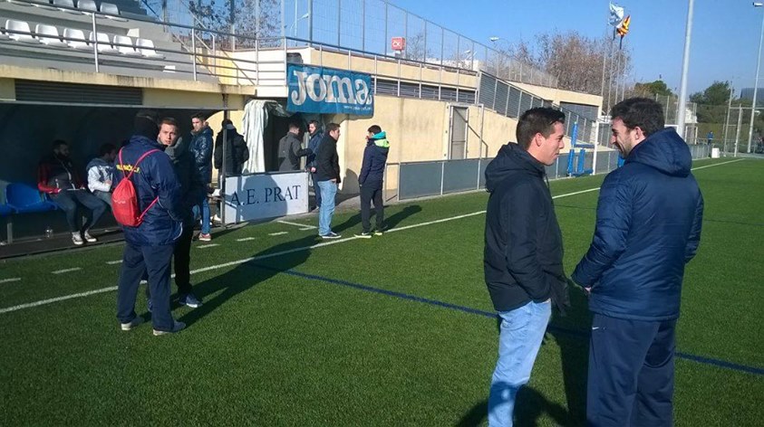 Els jugadors del Palamós, abans de l'inici del partit d'avui. (Foto: Facebook Palamós C.F.).