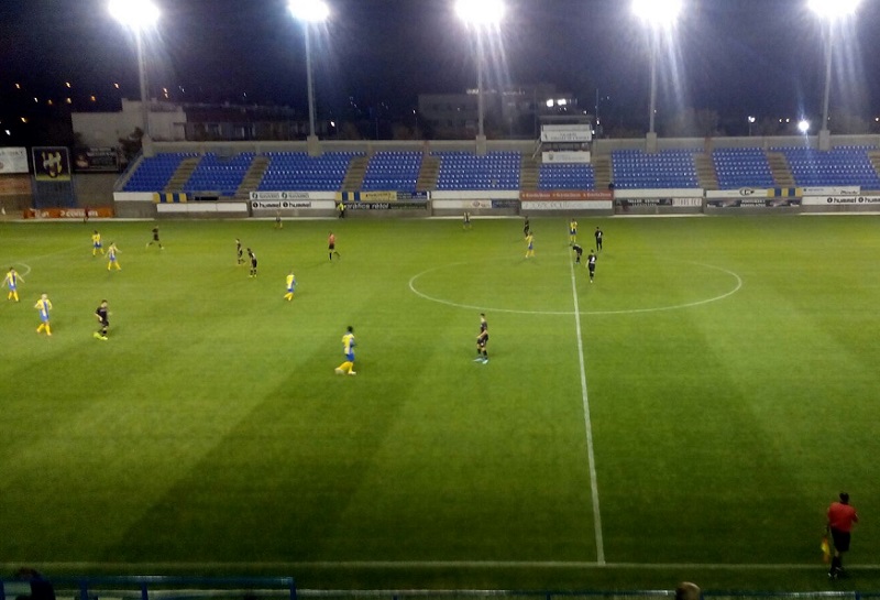 Imatge del partit d'avui entre el Palamós C.F. i el C.E. Júpiter.